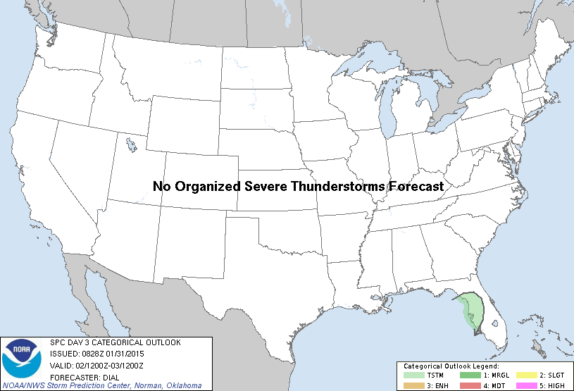 SPC Jan 31, 2015 0830 UTC Day 3 Severe Thunderstorm Outlook