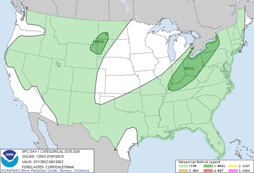 SPC Jul 7, 2015 1300 UTC Day 1 Convective Outlook