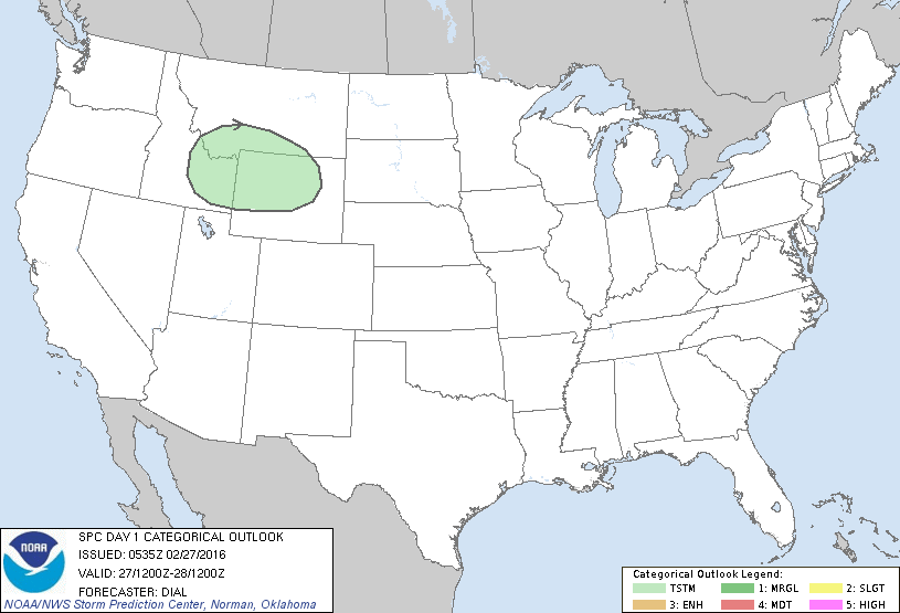 Storm Prediction Center Feb 27, 2016 Early Morning UTC Day 1 Convective Outlook