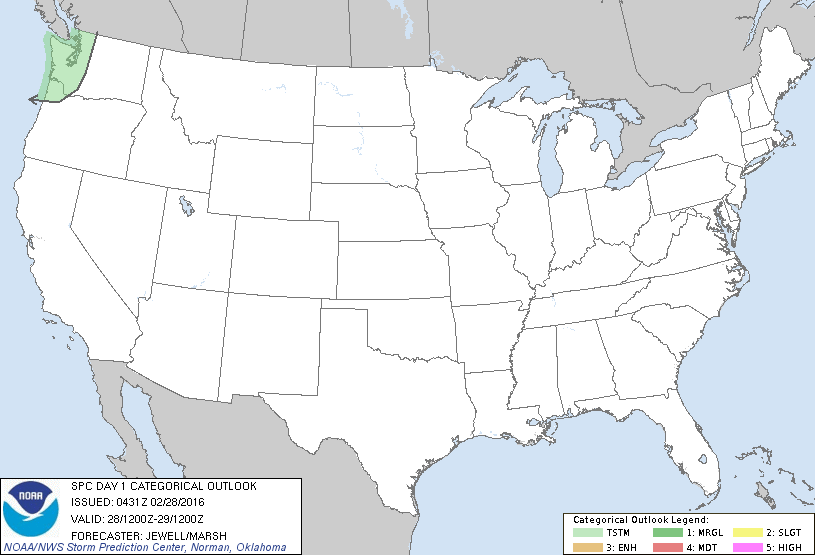 Storm Prediction Center Feb 28, 2016 Early Morning UTC Day 1 Convective Outlook