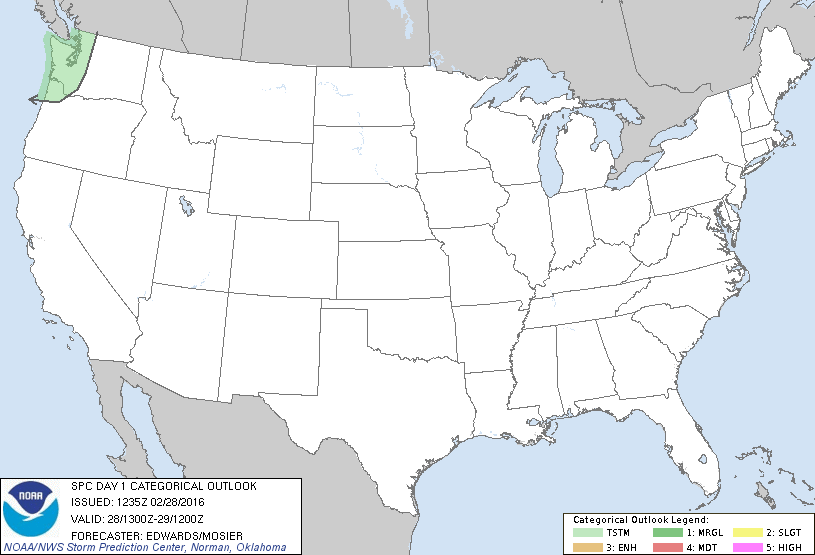 Storm Prediction Center Feb 28, 2016 Morning Outlook