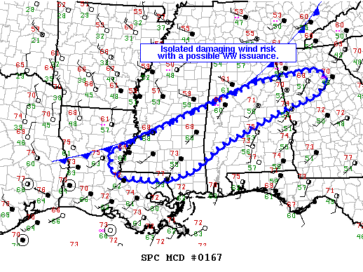 NOAA Storm Prediction Center Mesoscale Discussion 167