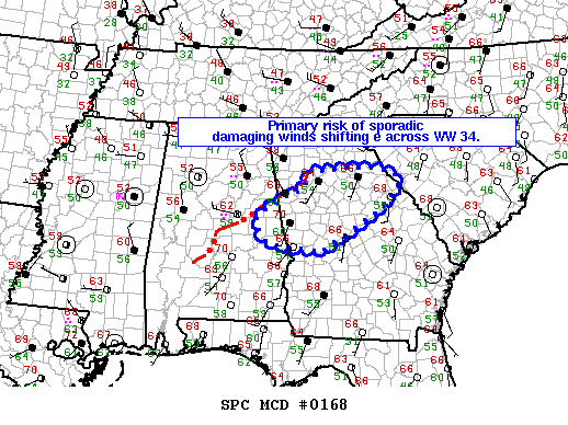 NOAA Storm Prediction Center Mesoscale Discussion 168