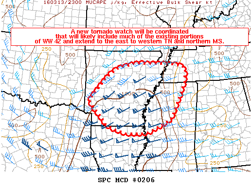 NOAA Storm Prediction Center Mesoscale Discussion 206