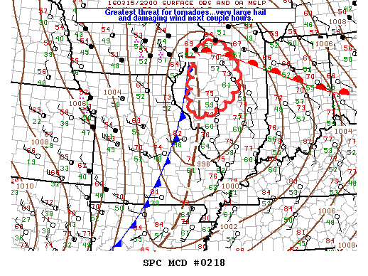 NOAA Storm Prediction Center Mesoscale Discussion 218