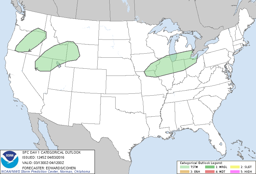 Storm Prediction Center Apr 3, 2016 Morning Outlook