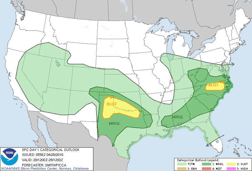 Storm Prediction Center Apr 28, 2016 Early Morning UTC Day 1 Convective Outlook