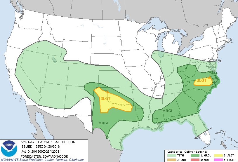 Storm Prediction Center Apr 28, 2016 Morning Outlook