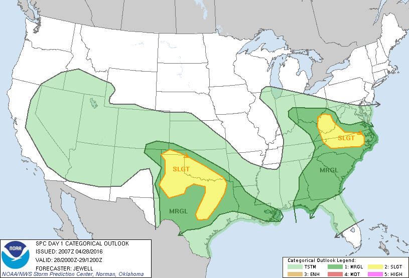 Storm Prediction Center Apr 28, 2016 Late Morning Outlook