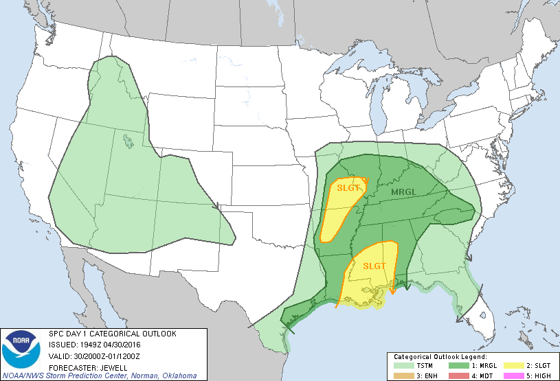 Storm Prediction Center Apr 30, 2016 Afternoon Outlook