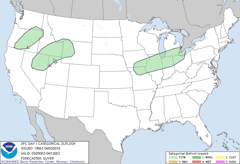 Storm Prediction Center Apr 3, 2016 Afternoon Outlook