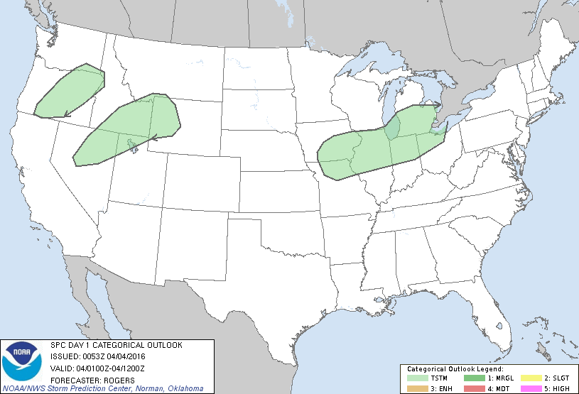 Storm Prediction Center Apr 4, 2016 Evening Outlook