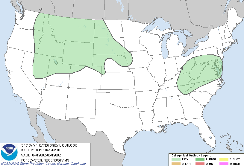 Storm Prediction Center Apr 4, 2016 Early Morning UTC Day 1 Convective Outlook