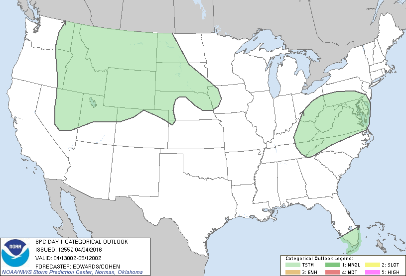 Storm Prediction Center Apr 4, 2016 Morning Outlook