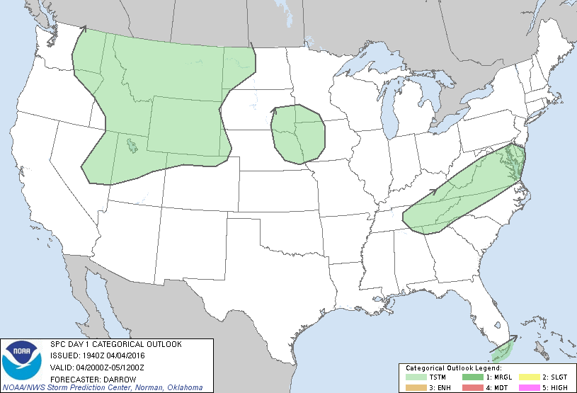 Storm Prediction Center Apr 4, 2016 Afternoon Outlook