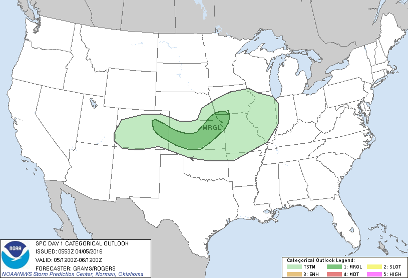 Storm Prediction Center Apr 5, 2016 Early Morning UTC Day 1 Convective Outlook