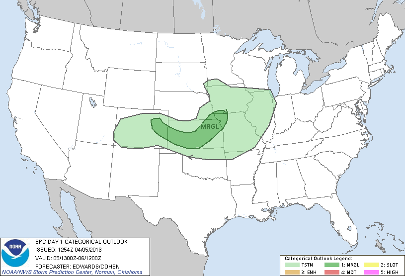 Storm Prediction Center Apr 5, 2016 Morning Outlook