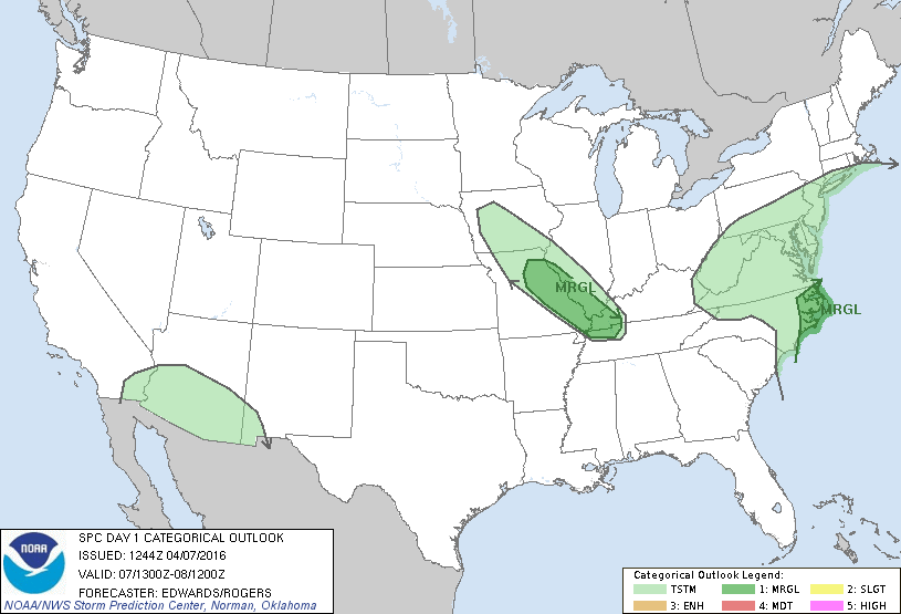 Storm Prediction Center Apr 7, 2016 Morning Outlook