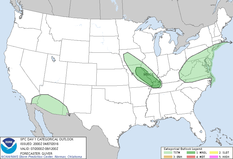 Storm Prediction Center Apr 7, 2016 Afternoon Outlook