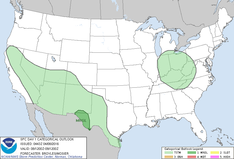 Storm Prediction Center Apr 8, 2016 Early Morning UTC Day 1 Convective Outlook