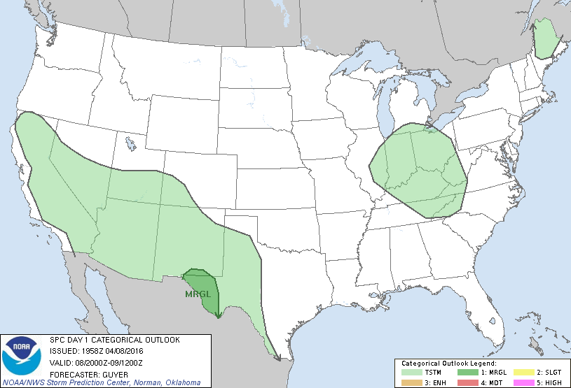 Storm Prediction Center Apr 8, 2016 Afternoon Outlook