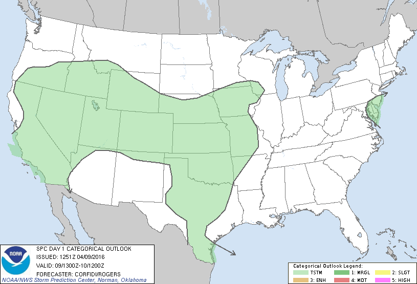 Storm Prediction Center Apr 9, 2016 Morning Outlook