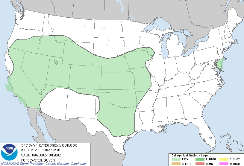 Storm Prediction Center Apr 9, 2016 Afternoon Outlook