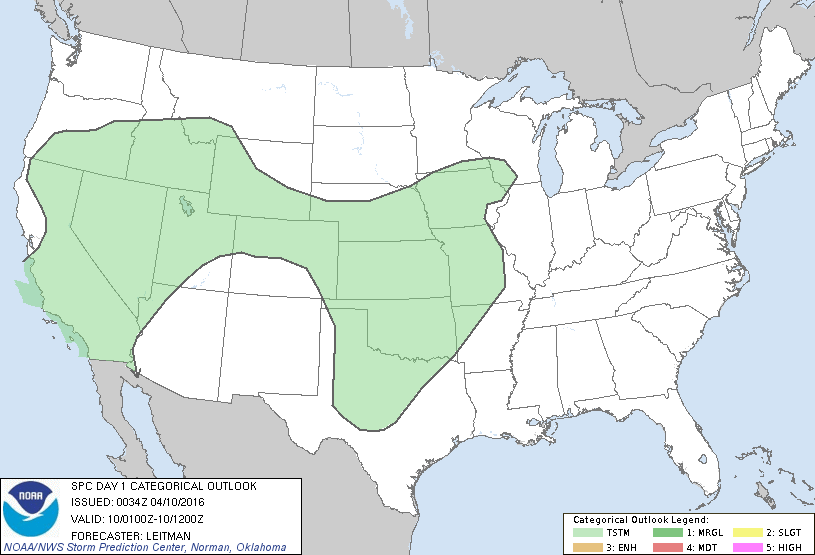 Storm Prediction Center Apr 10, 2016 Evening Outlook