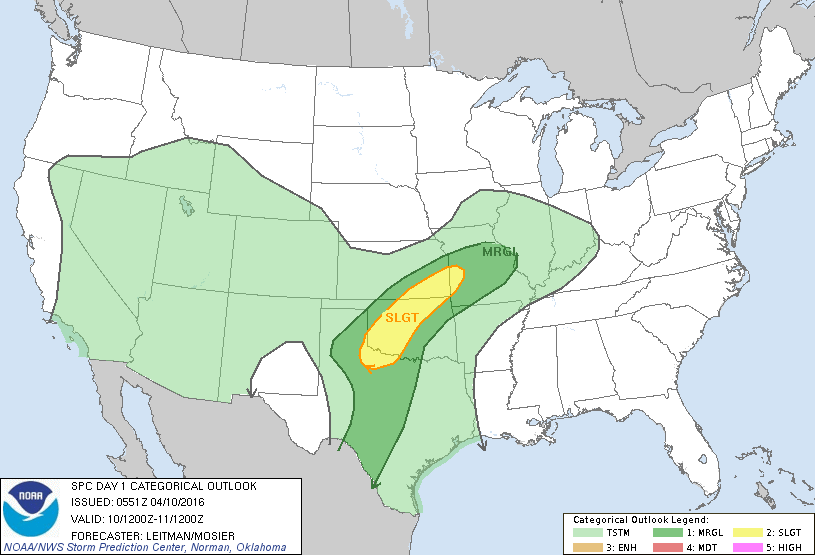 Storm Prediction Center Apr 10, 2016 Early Morning UTC Day 1 Convective Outlook