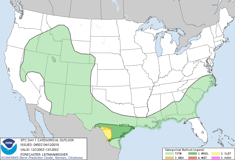 Storm Prediction Center Apr 12, 2016 Early Morning UTC Day 1 Convective Outlook