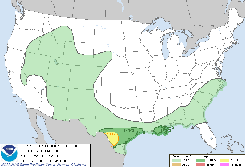 Storm Prediction Center Apr 12, 2016 Morning Outlook