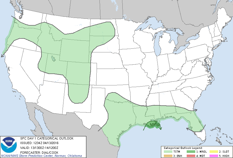 Storm Prediction Center Apr 13, 2016 Morning Outlook