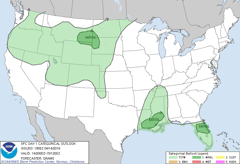 Storm Prediction Center Apr 14, 2016 Afternoon Outlook