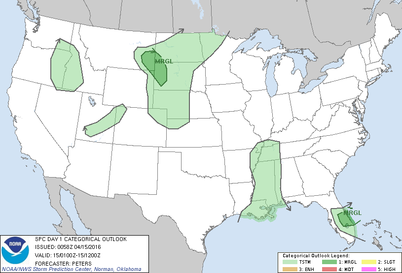 Storm Prediction Center Apr 15, 2016 Evening Outlook