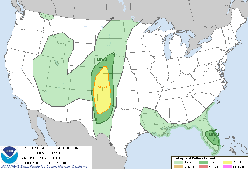 Storm Prediction Center Apr 15, 2016 Early Morning UTC Day 1 Convective Outlook