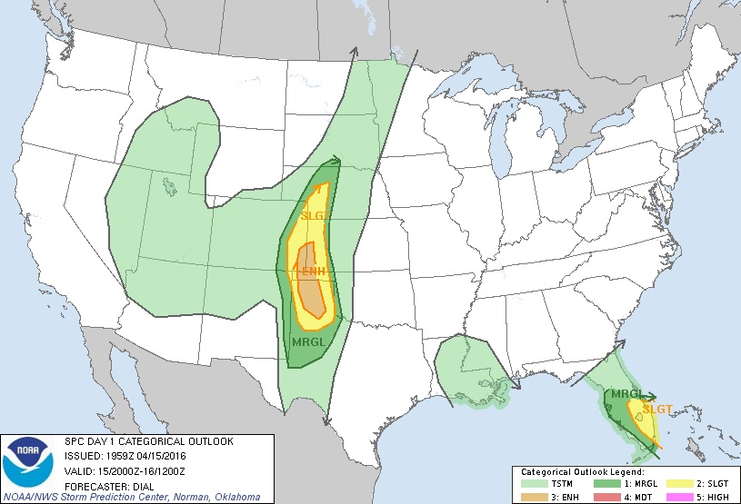 Storm Prediction Center Apr 15, 2016 Afternoon Outlook