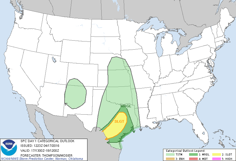 Storm Prediction Center Apr 17, 2016 Morning Outlook