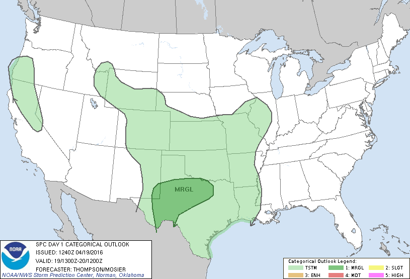 Storm Prediction Center Apr 19, 2016 Morning Outlook