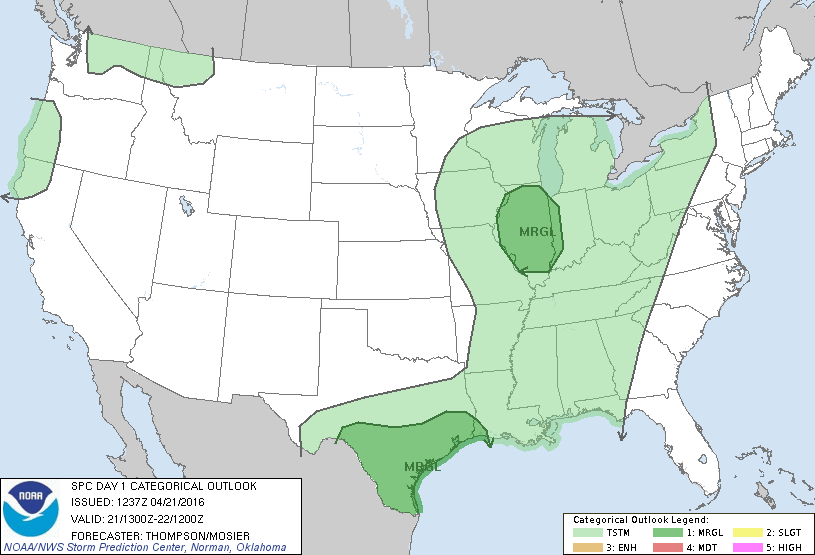 Storm Prediction Center Apr 21, 2016 Morning Outlook