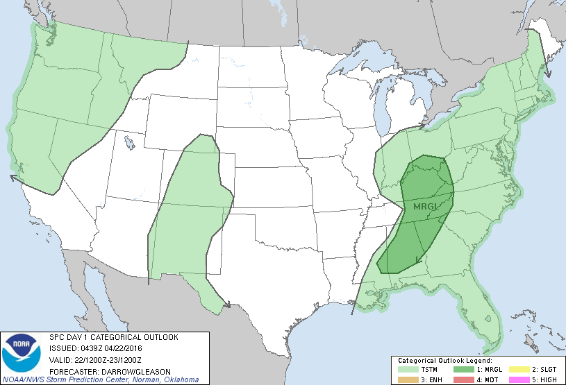 Storm Prediction Center Apr 22, 2016 Early Morning UTC Day 1 Convective Outlook