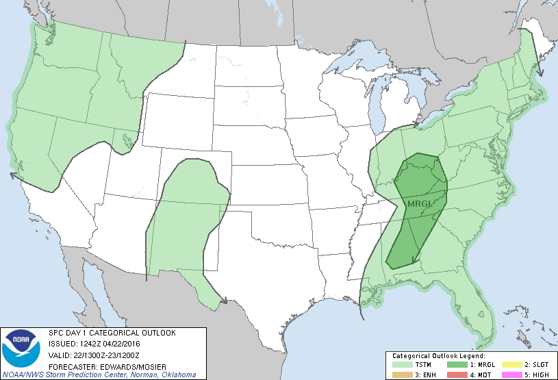 Storm Prediction Center Apr 22, 2016 Morning Outlook