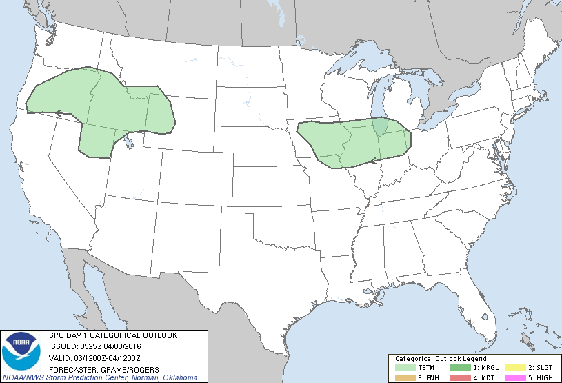 Storm Prediction Center Apr 3, 2016 Early Morning UTC Day 1 Convective Outlook