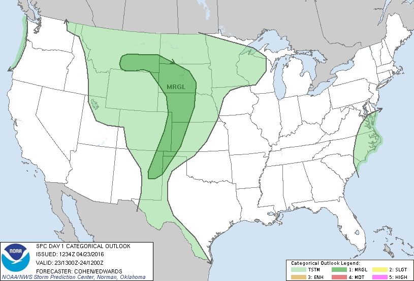 Storm Prediction Center Apr 23, 2016 Morning Outlook