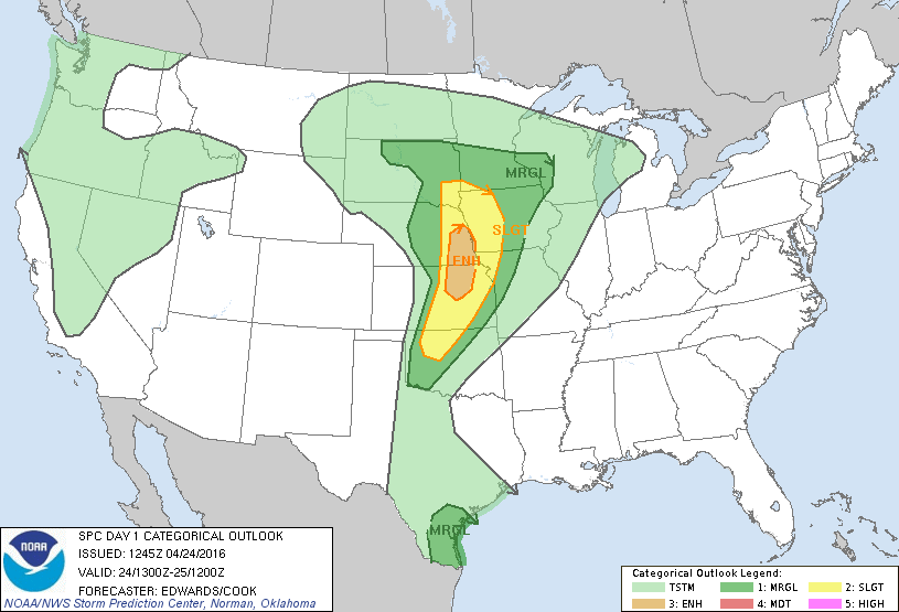 Storm Prediction Center Apr 24, 2016 Morning Outlook