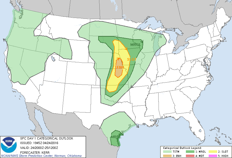 Storm Prediction Center Apr 24, 2016 Afternoon Outlook