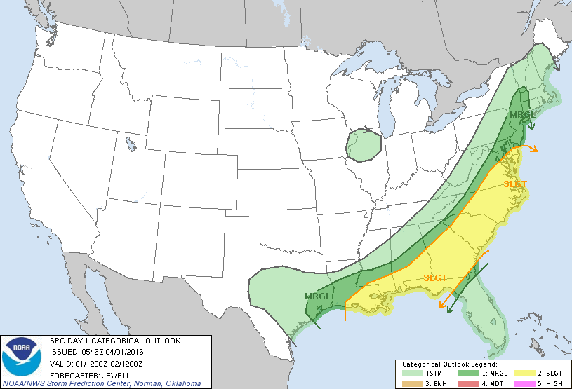 Storm Prediction Center Apr 1, 2016 Early Morning UTC Day 1 Convective Outlook