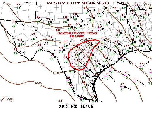NOAA Storm Prediction Center Mesoscale Discussion 406