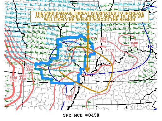 NOAA Storm Prediction Center Mesoscale Discussion 458