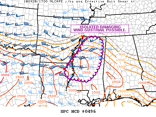 NOAA Storm Prediction Center Mesoscale Discussion 496