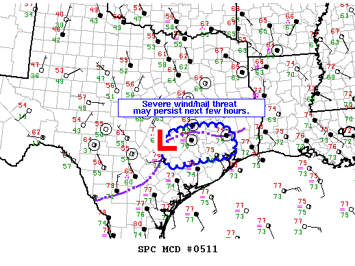 NOAA Storm Prediction Center Mesoscale Discussion 511